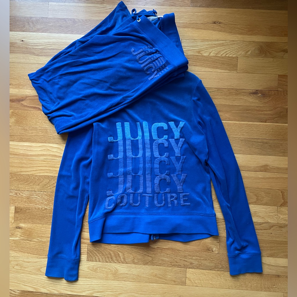 Juicy Couture Authentic 2000s Terry Track Set. Cobalt Blue.